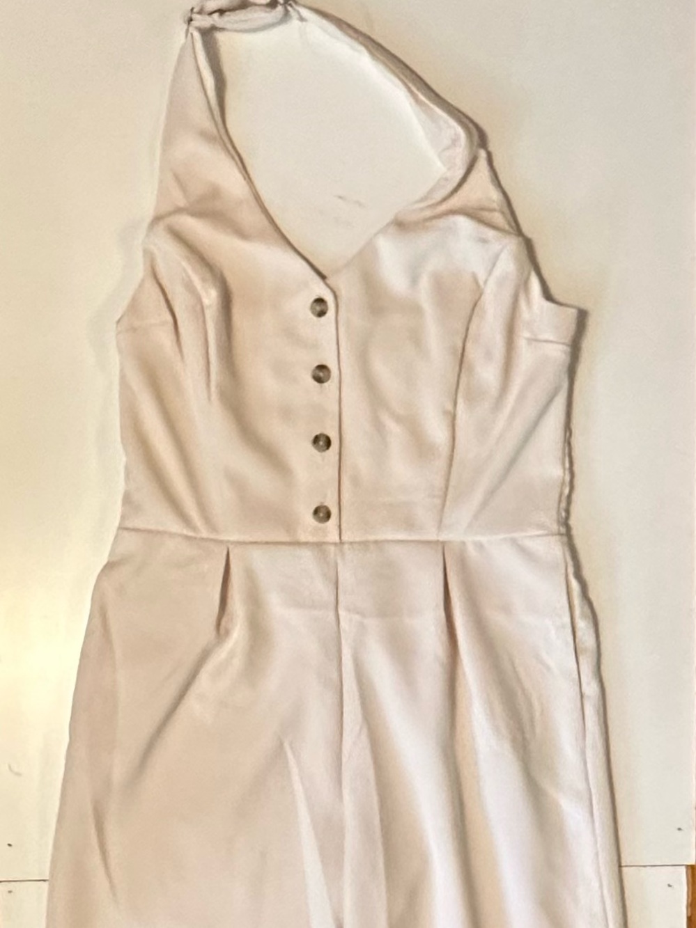 White Halter Jumpsuit with Front Button Detail